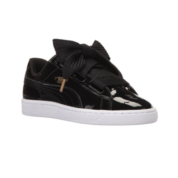 puma womens basket heart patent trainers puma white